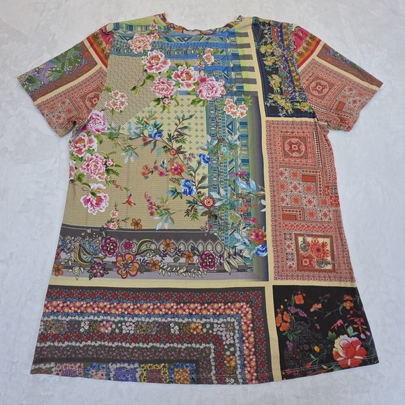JOHNNY WAS Womens Size L Floral Bamboo Relaxed Fit V-Neck Tunic Soft Boho - Picture 3 of 7